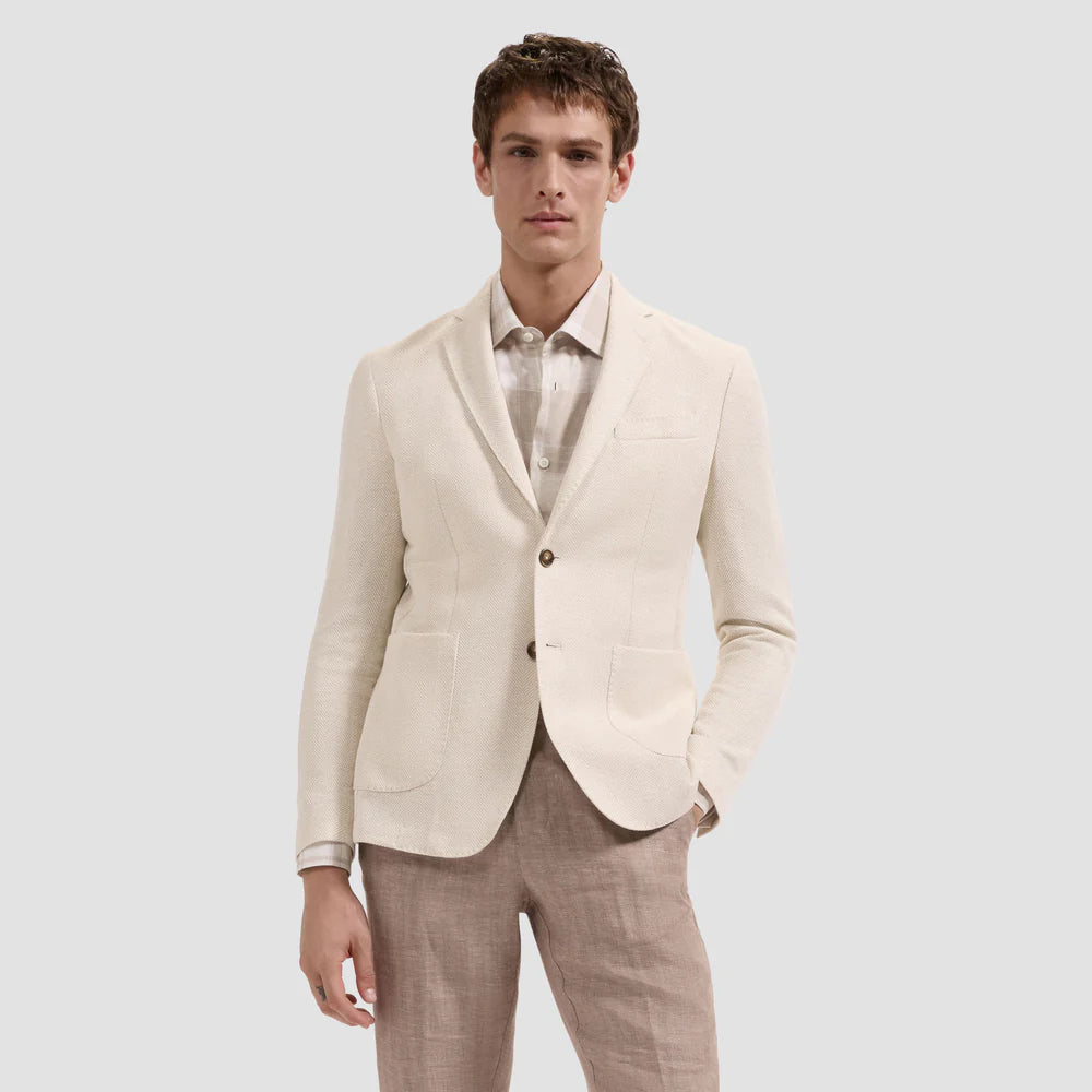 HERRINGBONE LINEN BLEND SOFT COAT - SAND