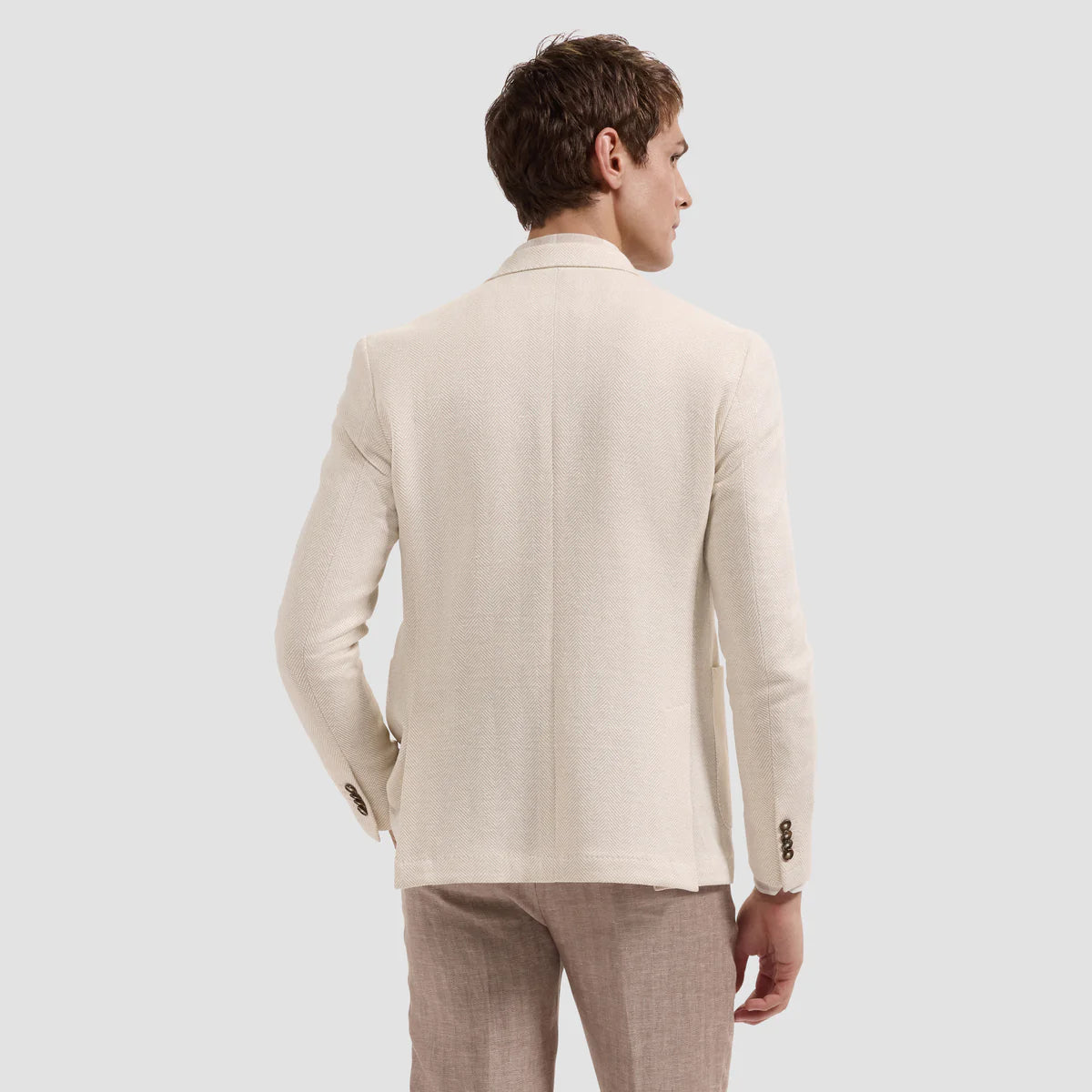 HERRINGBONE LINEN BLEND SOFT COAT - SAND
