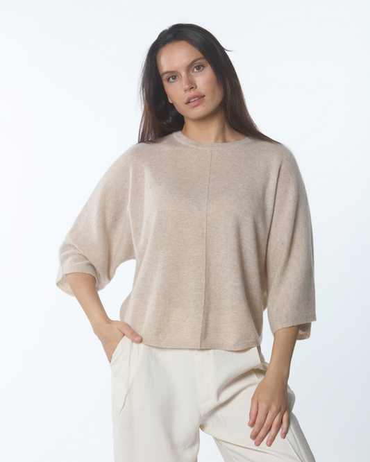 OVERSIZED DOLMAN CASHMERE SHORT SLEEVE SWEATER - NOMAD