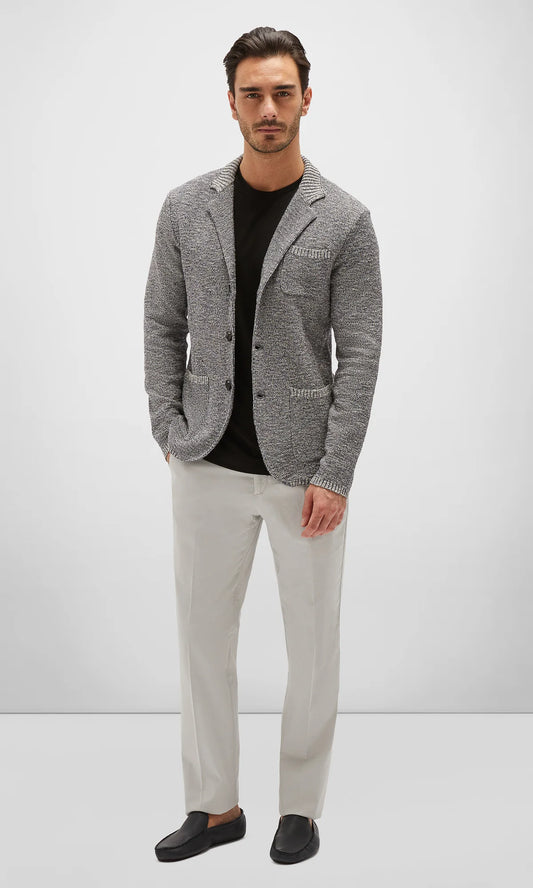 PORTOFINO COTTON BLEND KNIT JACKET - DARK BLUE WHITE