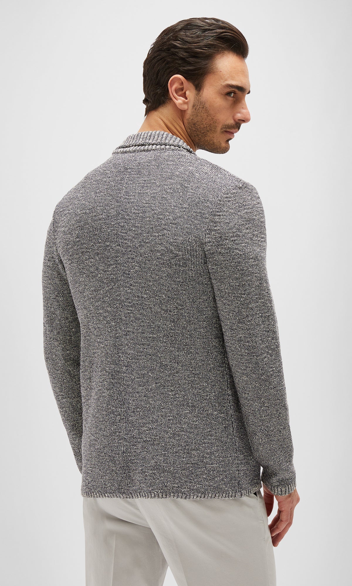 PORTOFINO COTTON BLEND KNIT JACKET - DARK BLUE WHITE