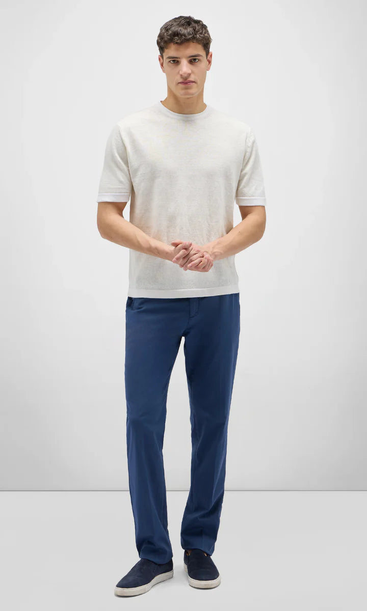TONAL CRINKLED LINEN SHORT SLEEVE SHIRT - FULL WHITE