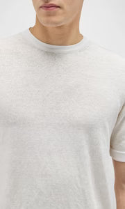 TONAL CRINKLED LINEN SHORT SLEEVE SHIRT - FULL WHITE