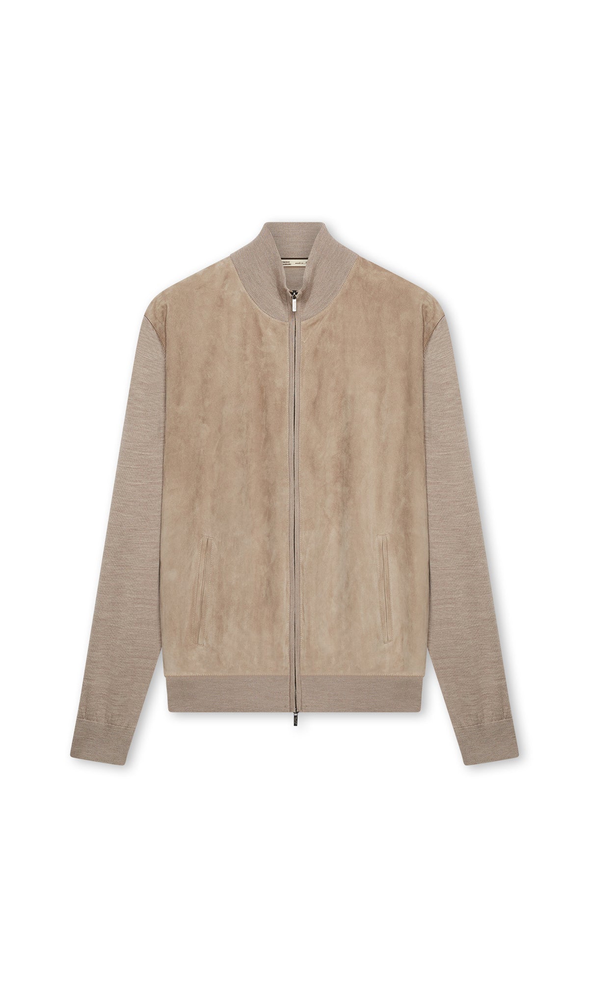 SUEDE AND WOOL LEATHER BOMBER JACKET - FULL MEDIUM BEIGE