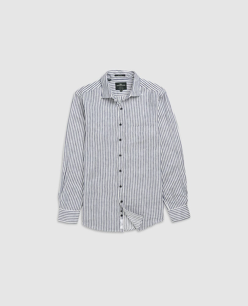 PORT CHARLES LINEN SHIRT - DEEP OCEAN