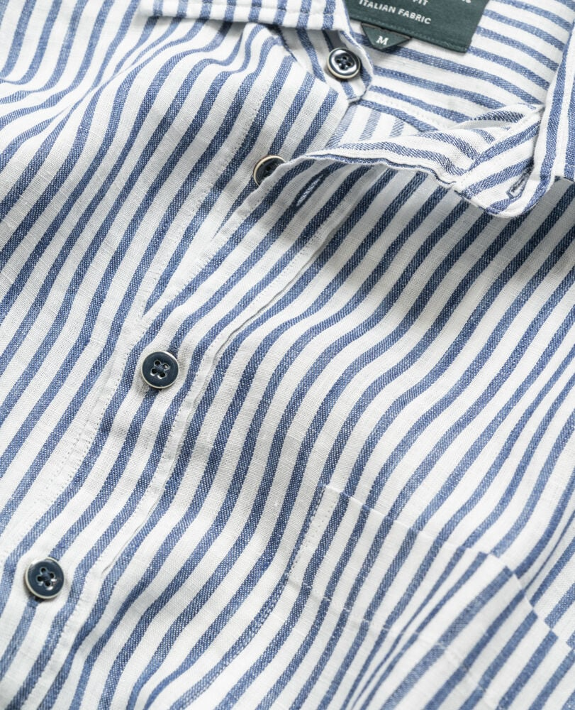 PORT CHARLES LINEN SHIRT - DEEP OCEAN