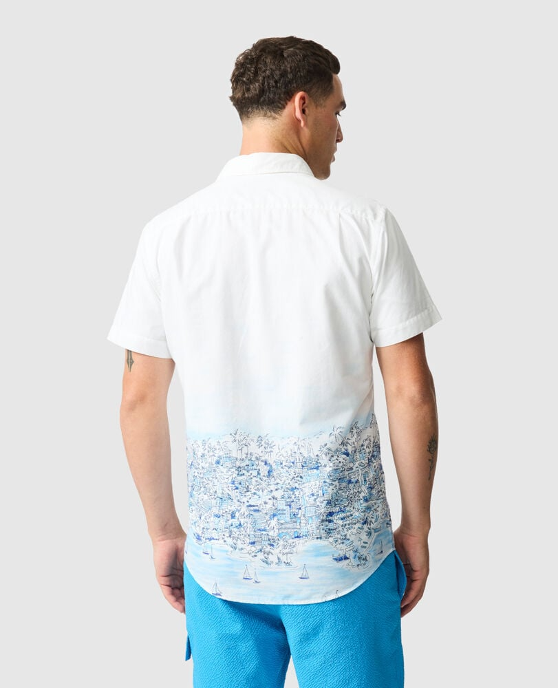 ASHERS PRINTED COTTON SHIRT - COCONUT