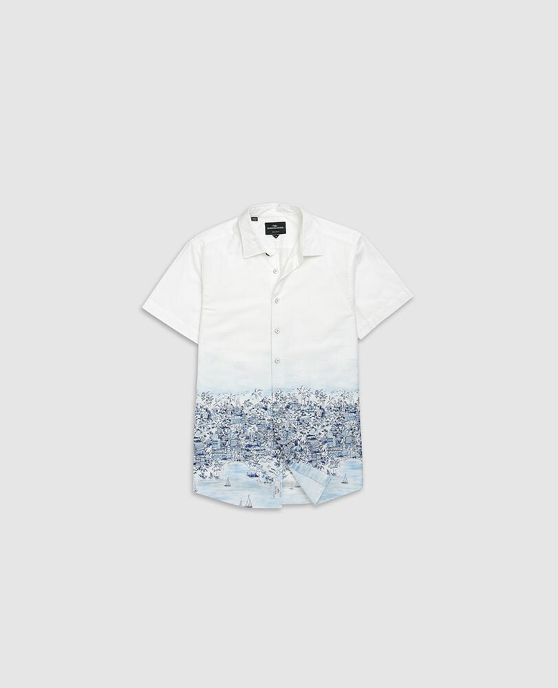 ASHERS PRINTED COTTON SHIRT - COCONUT