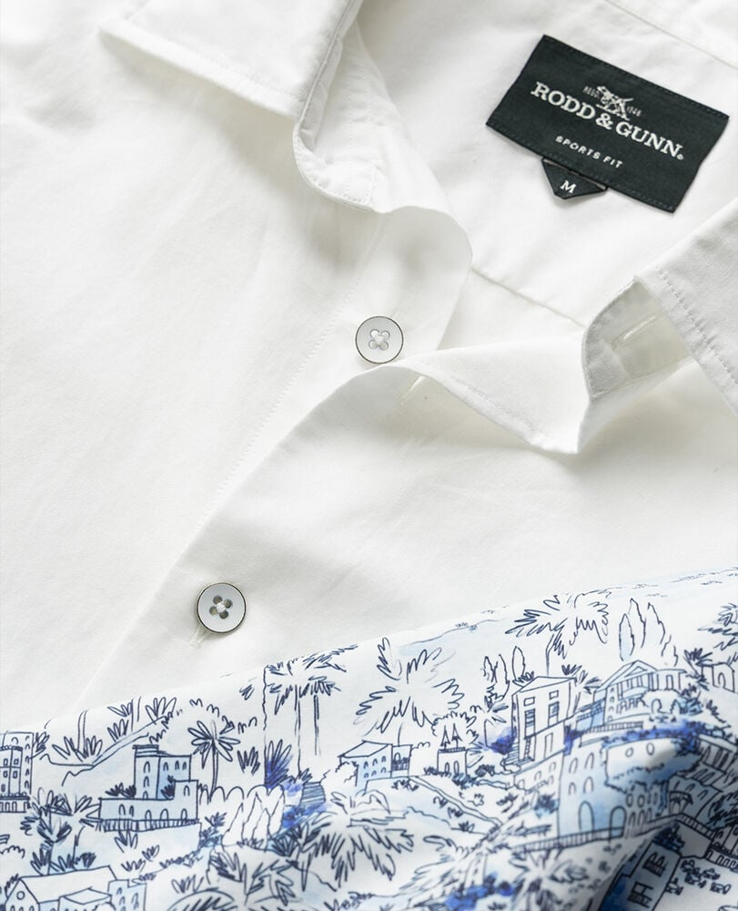 ASHERS PRINTED COTTON SHIRT - COCONUT