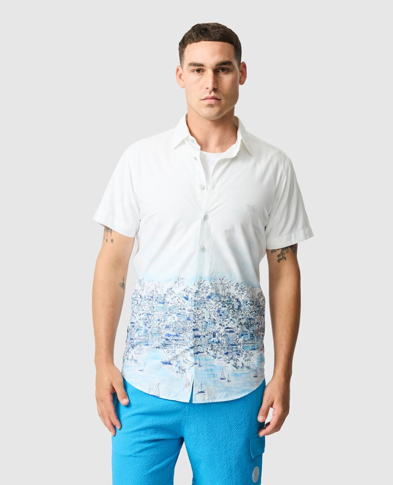 ASHERS PRINTED COTTON SHIRT - COCONUT