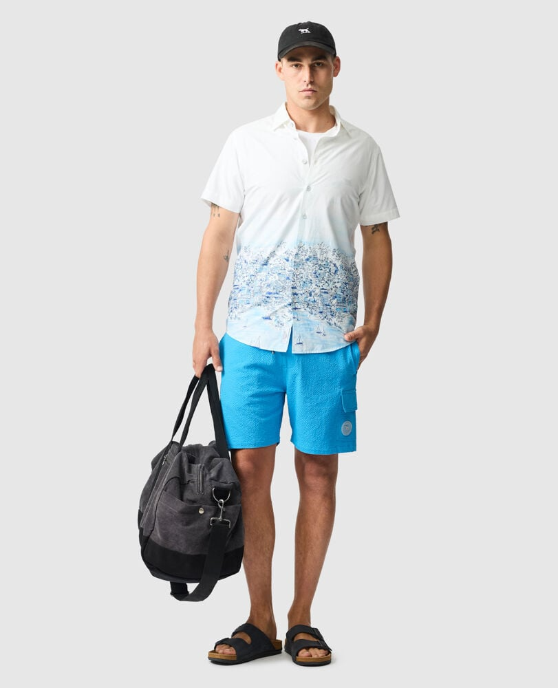 ASHERS PRINTED COTTON SHIRT - COCONUT
