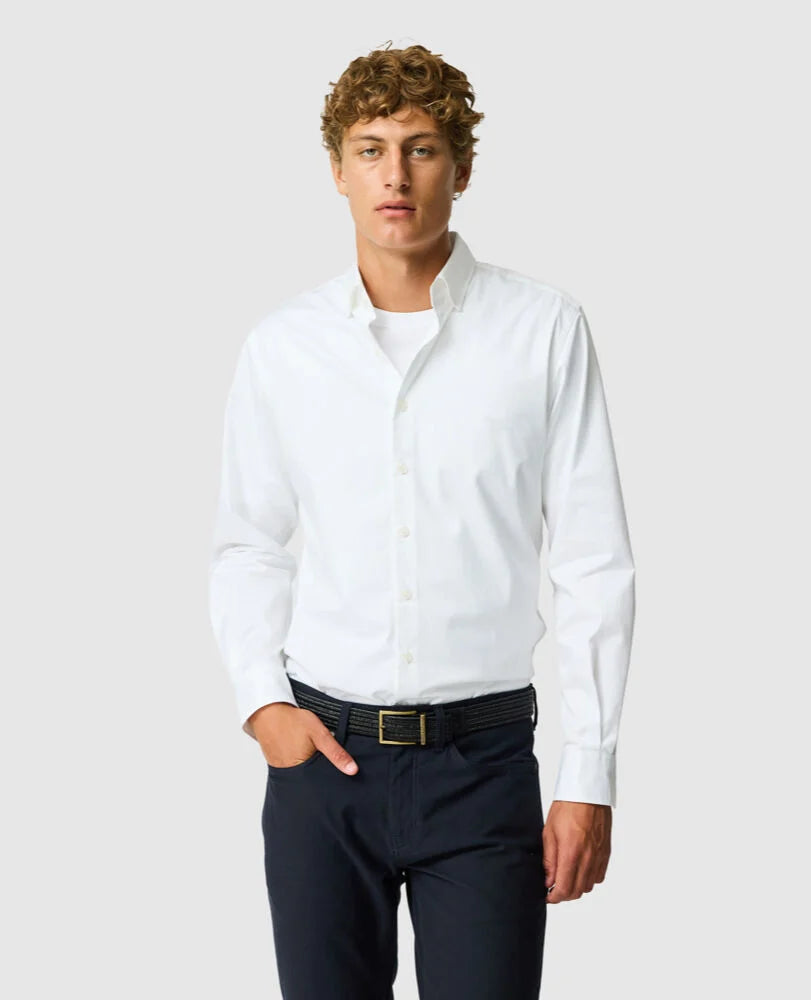 FRESHFORD AUSTRALIAN COTTON BLEND SHIRT - SNOW