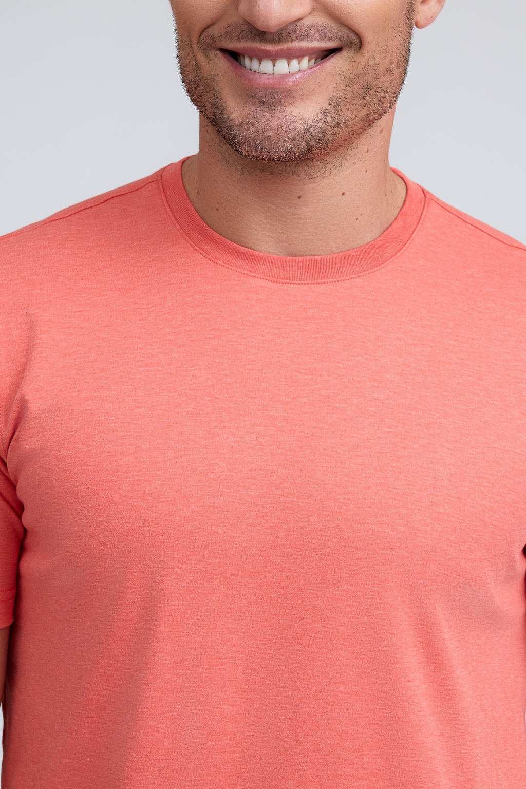 PURE AQUA COTTON CREW NECK T-SHIRT - CORAL