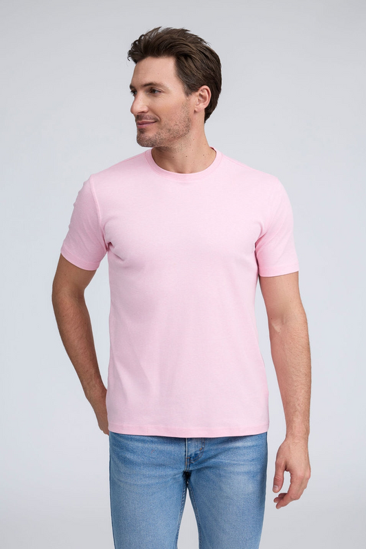 PURE AQUA COTTON CREW NECK T-SHIRT - PINK
