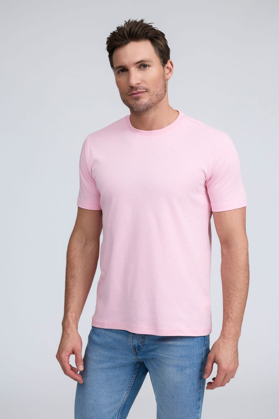 PURE AQUA COTTON CREW NECK T-SHIRT - PINK