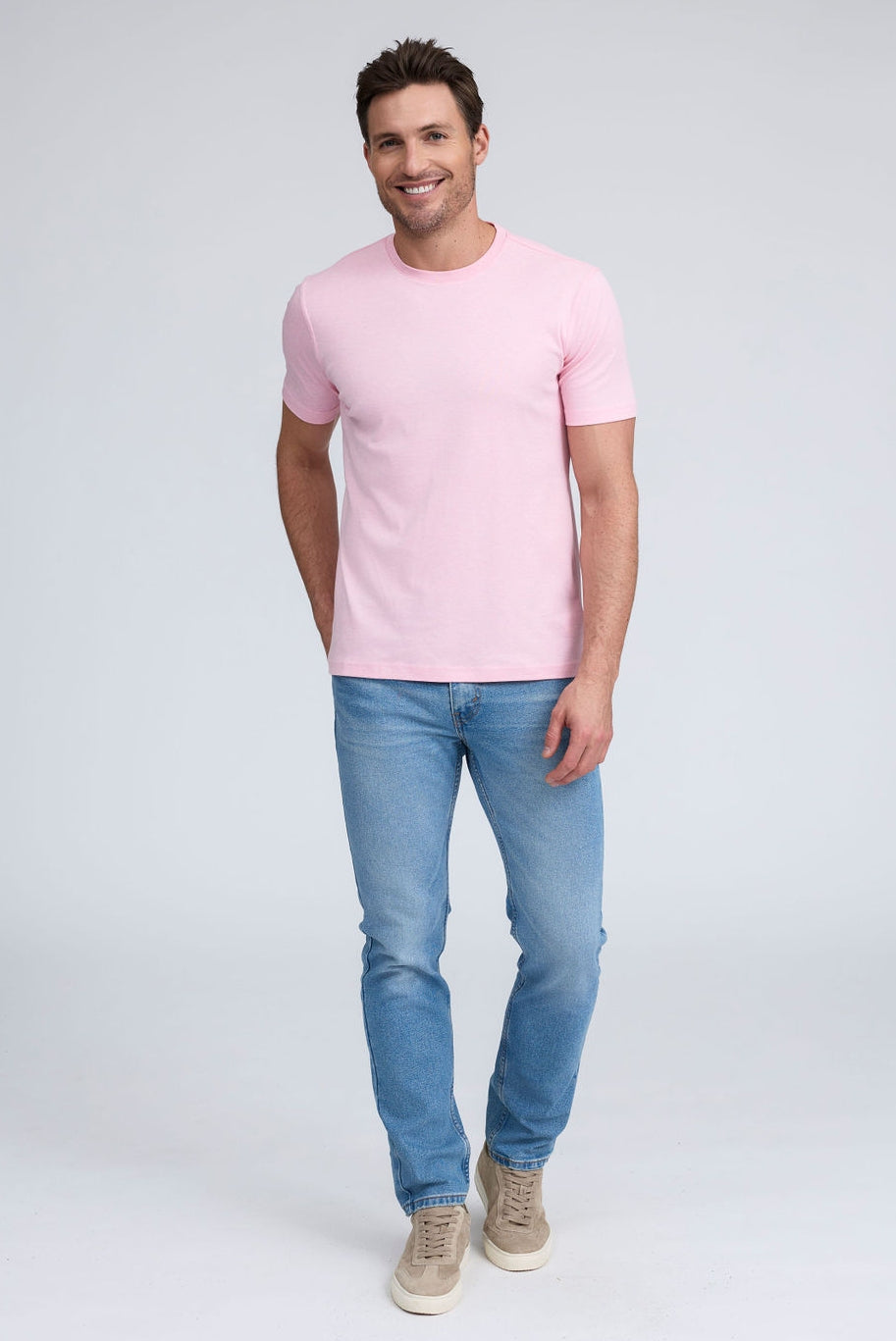 PURE AQUA COTTON CREW NECK T-SHIRT - PINK