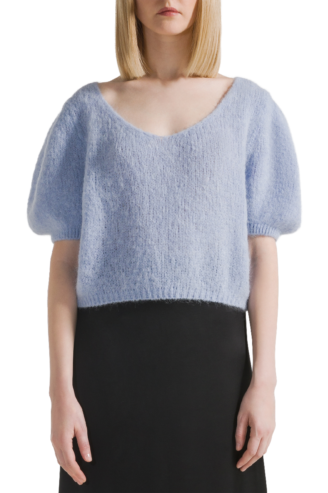 LOLANDA SHORT SLEEVE SWEATER - LIGHT BLUE
