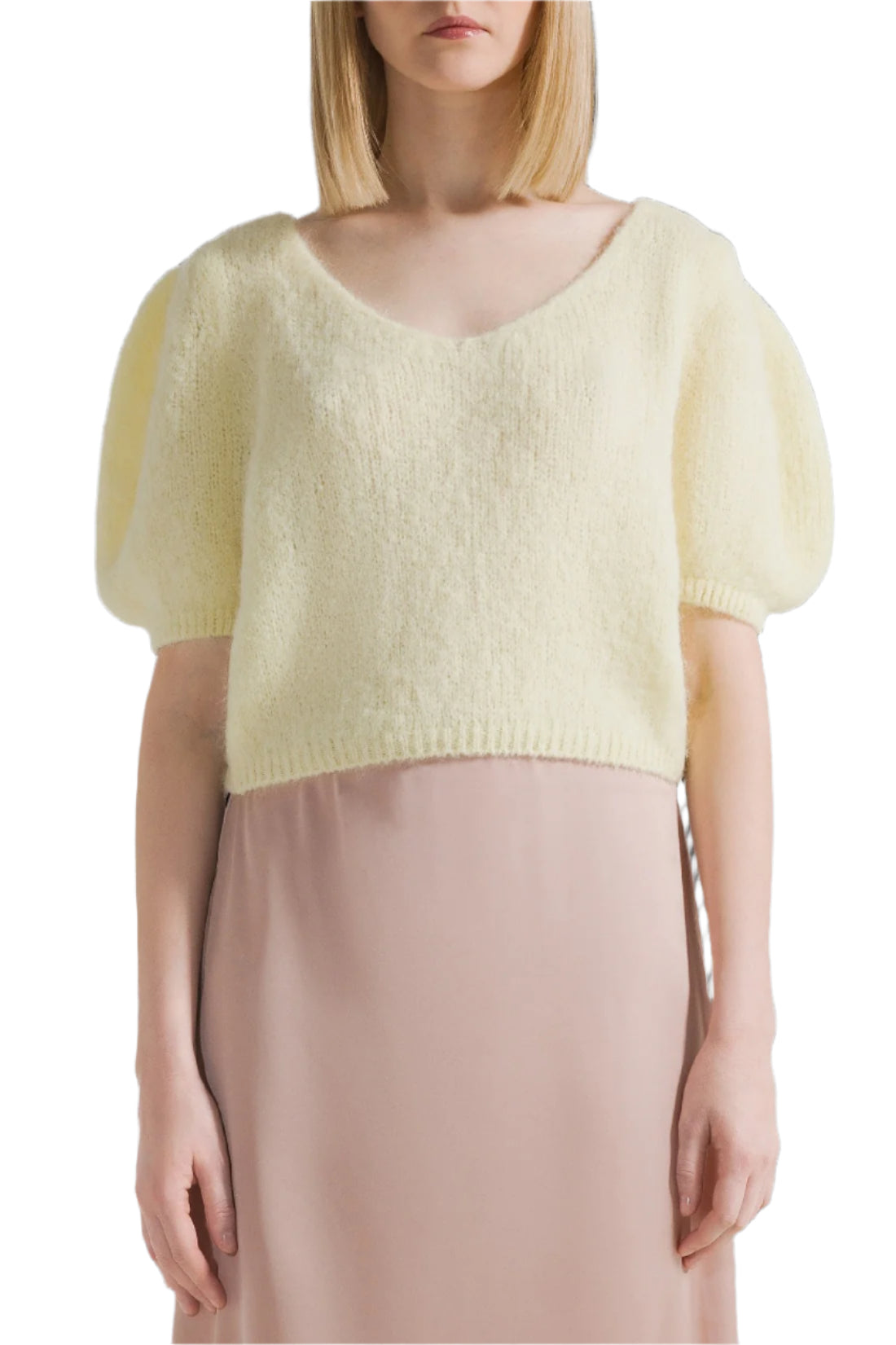 LOLANDA SHORT SLEEVE SWEATER - LIGHT YELLOW