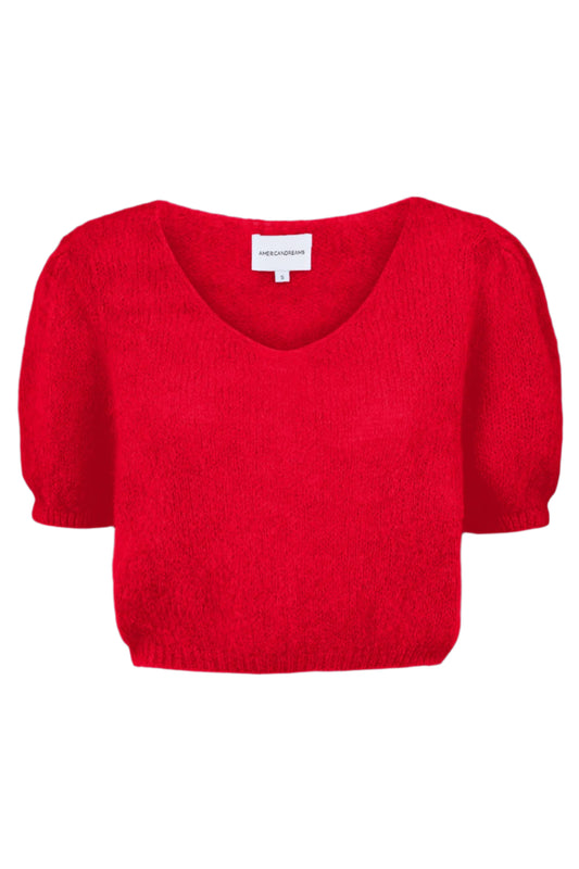 LOLANDA SHORT SLEEVE SWEATER - LIPSTICK RED