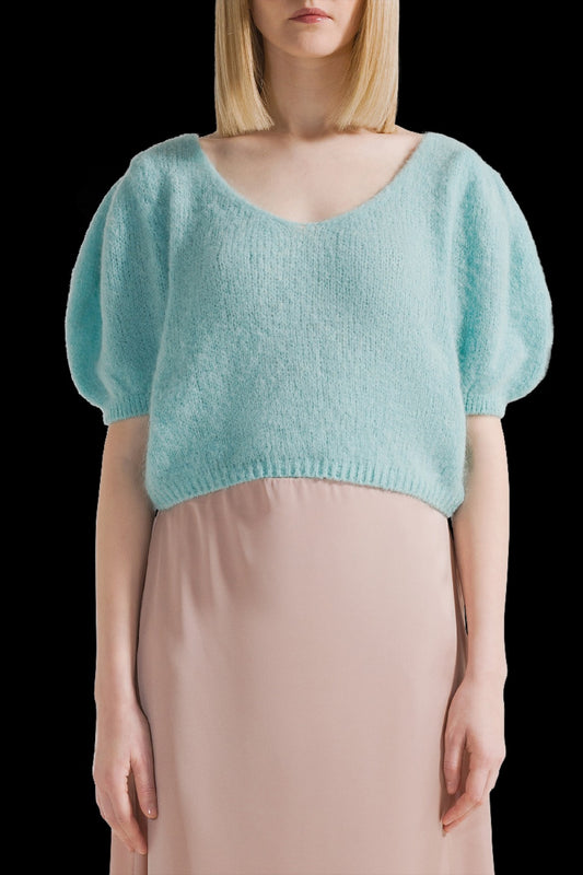 LOLANDA SHORT SLEEVE SWEATER - SEAFOAM GREEN