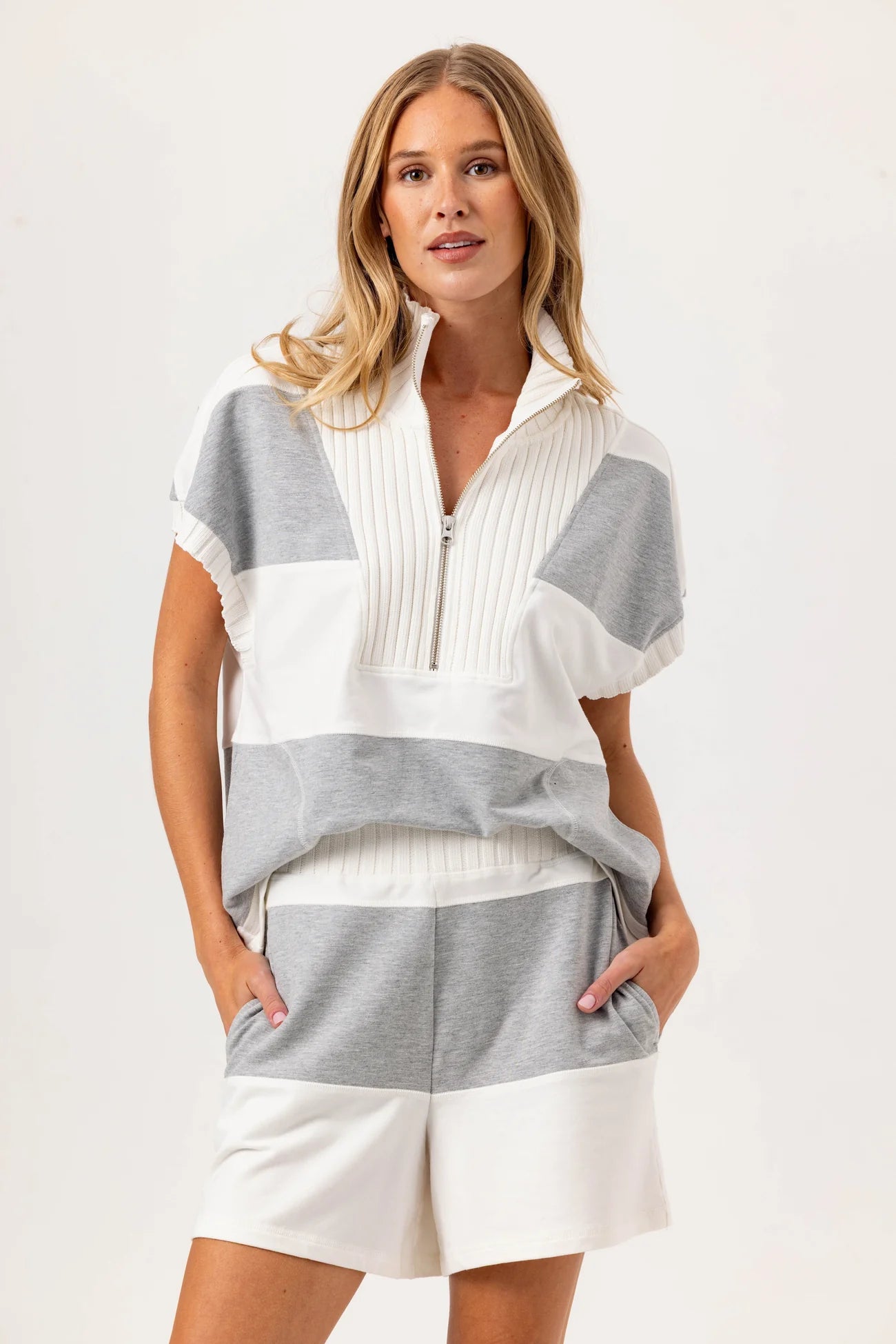 CERER FRENCH TERRY POPOVER - HEATHER GREY/COCONUT MILK