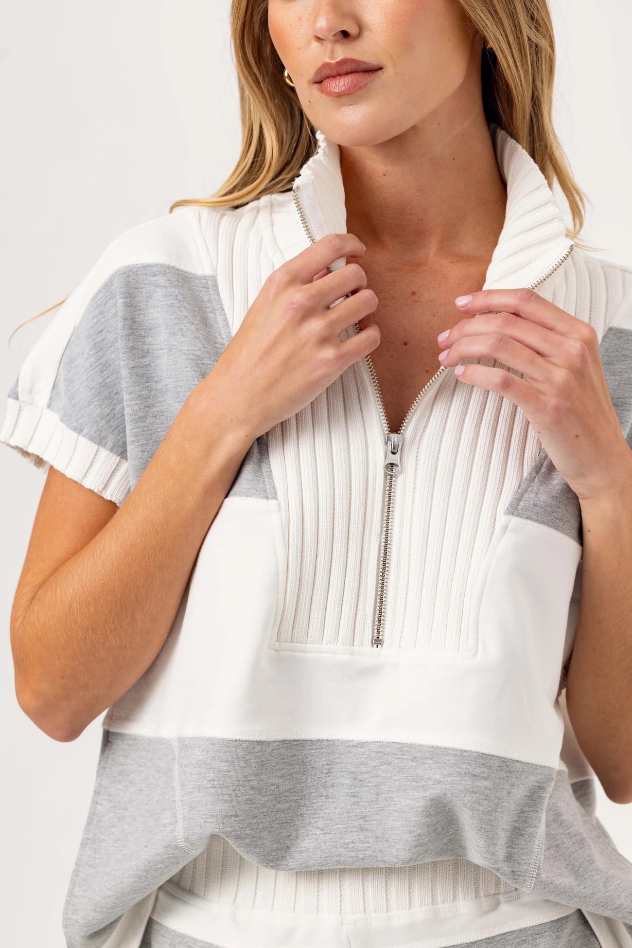 CERER FRENCH TERRY POPOVER - HEATHER GREY/COCONUT MILK