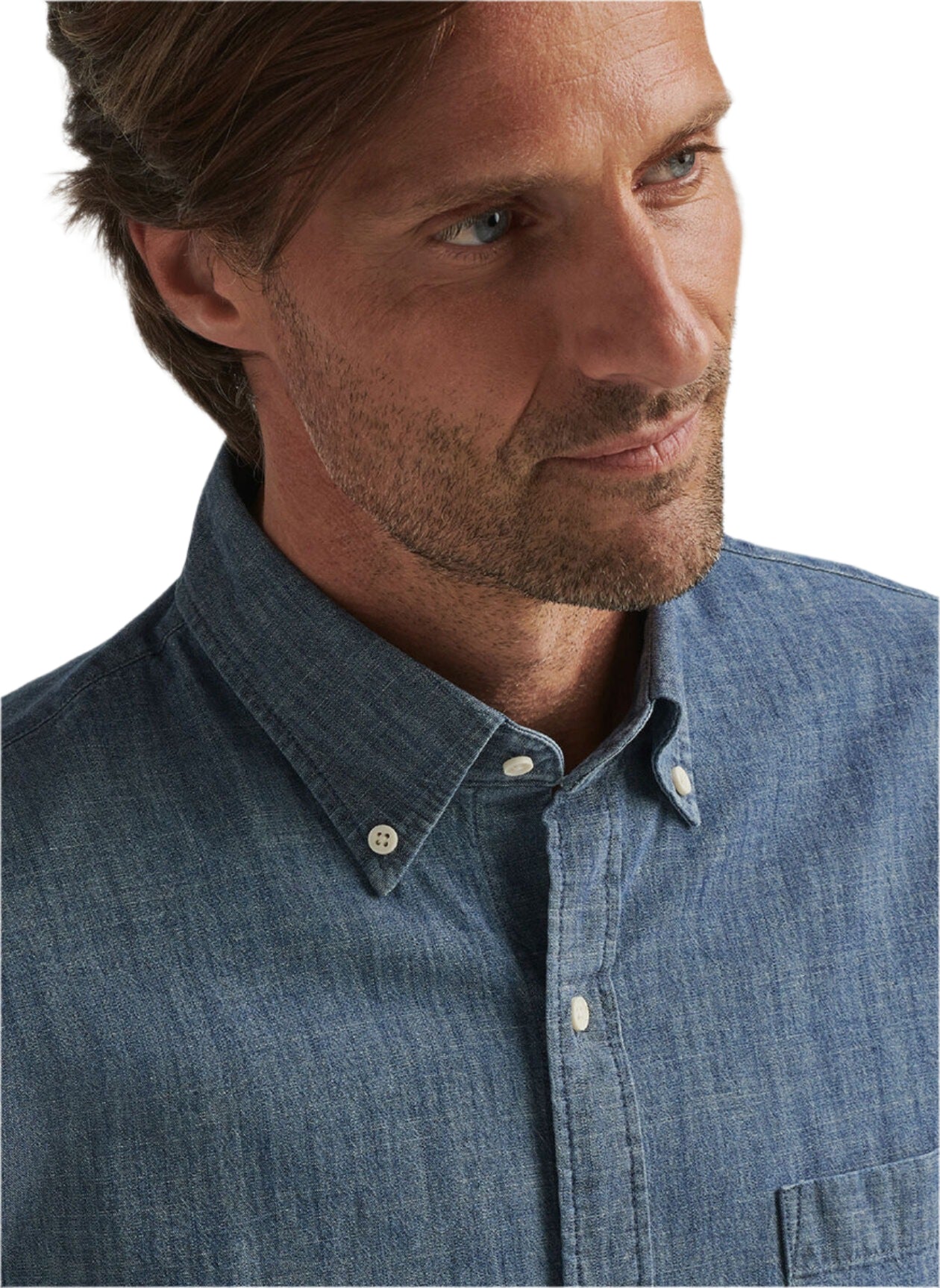 TAMWORTH CHAMBRAY COTTON-STRETCH SHIRT - INDIGO