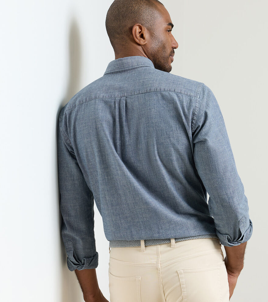 DEVONPORT CHAMBRAY COTTON-STRETCH SHIRT - INDIGO
