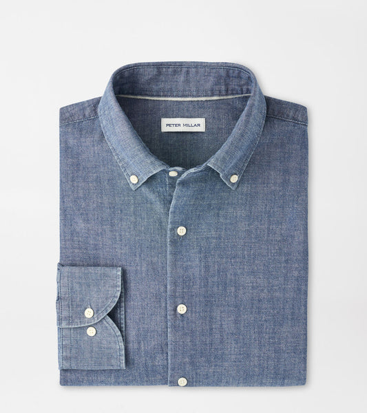 DEVONPORT CHAMBRAY COTTON-STRETCH SHIRT - INDIGO