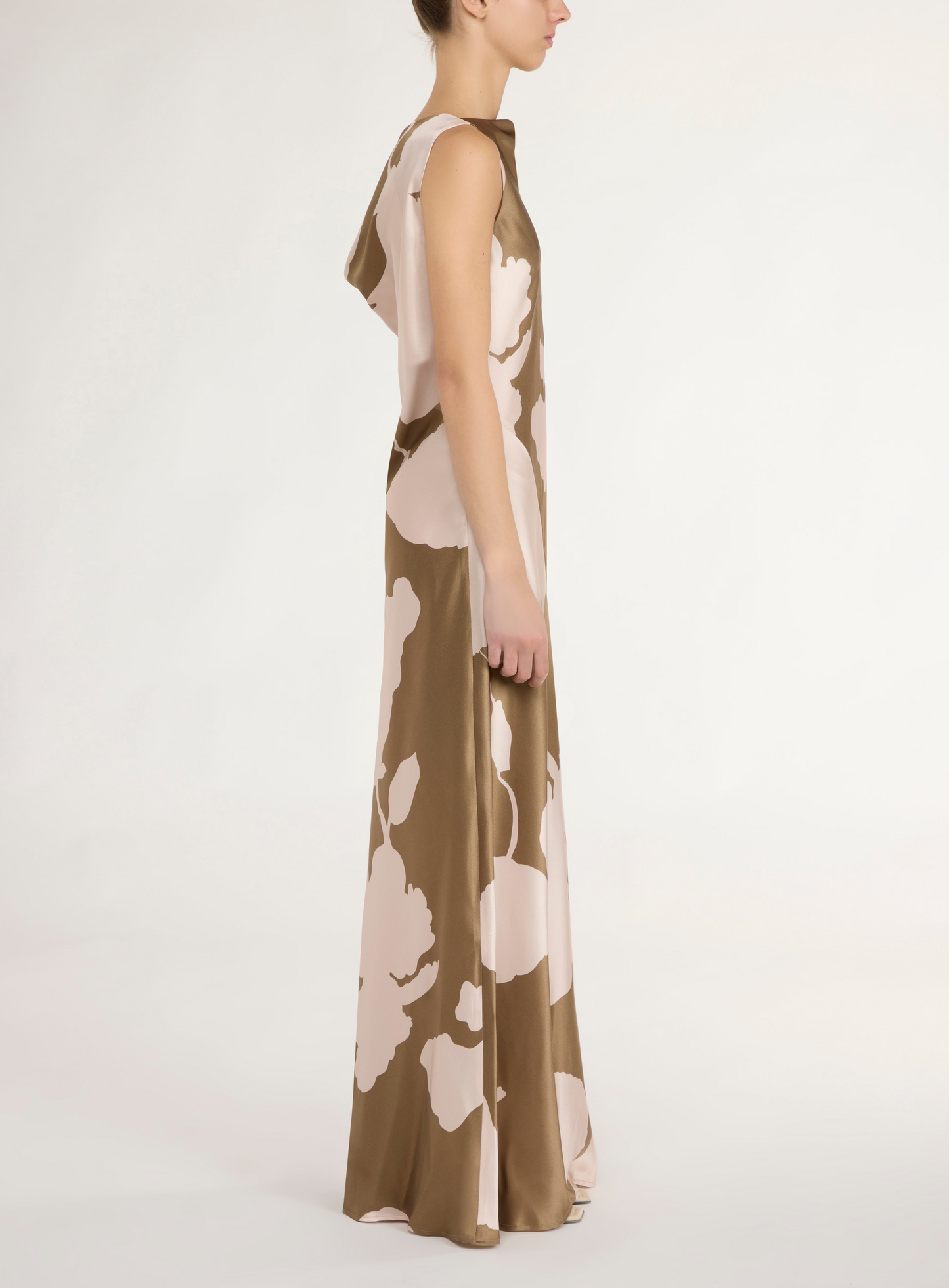 MARA PRINTED SILK DRESS - BROWN