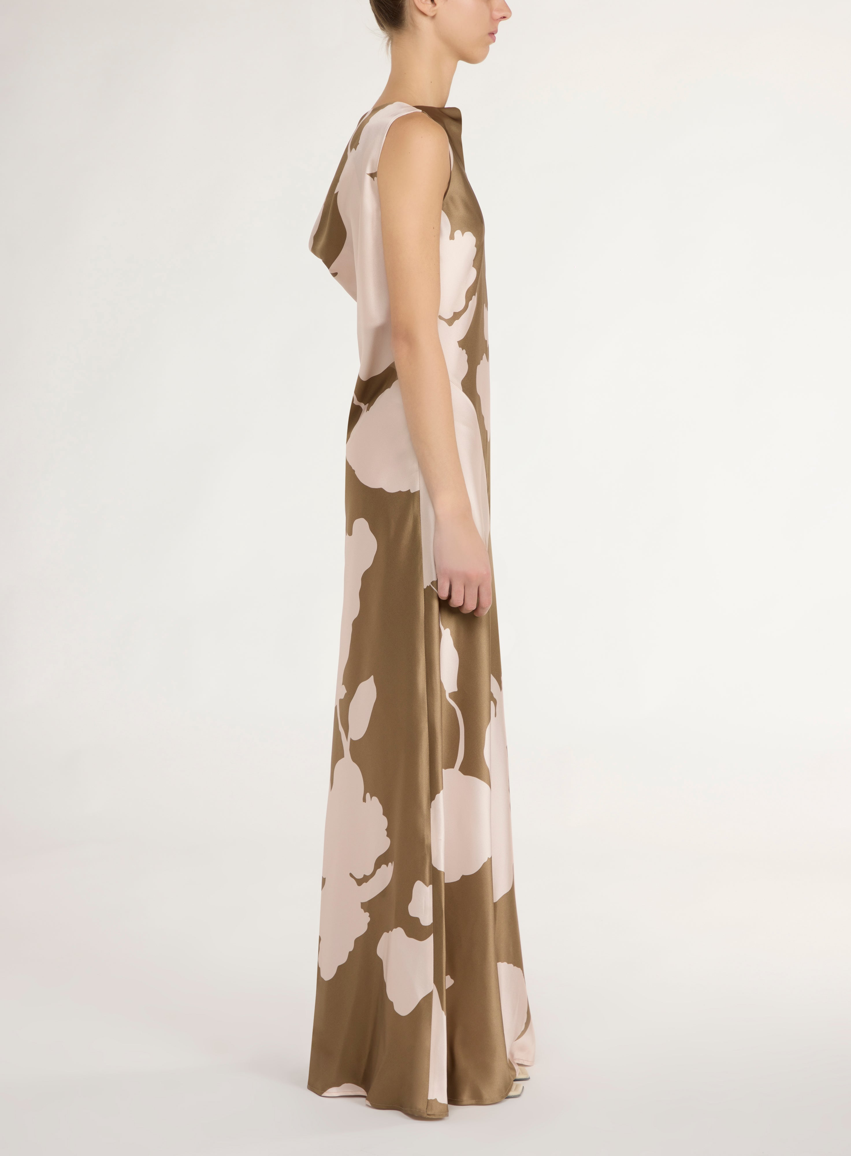 MARA PRINTED SILK DRESS - BROWN