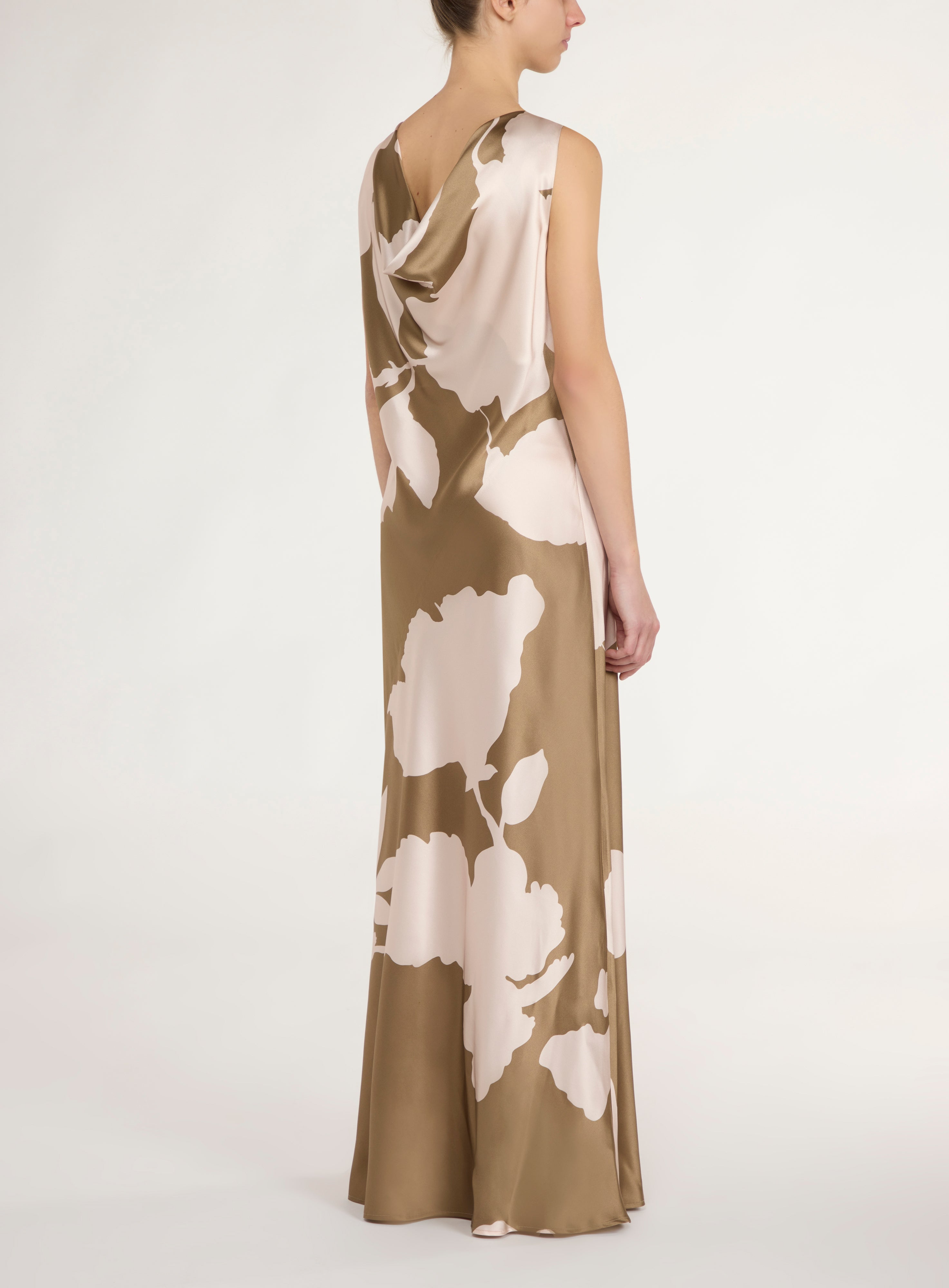 MARA PRINTED SILK DRESS - BROWN