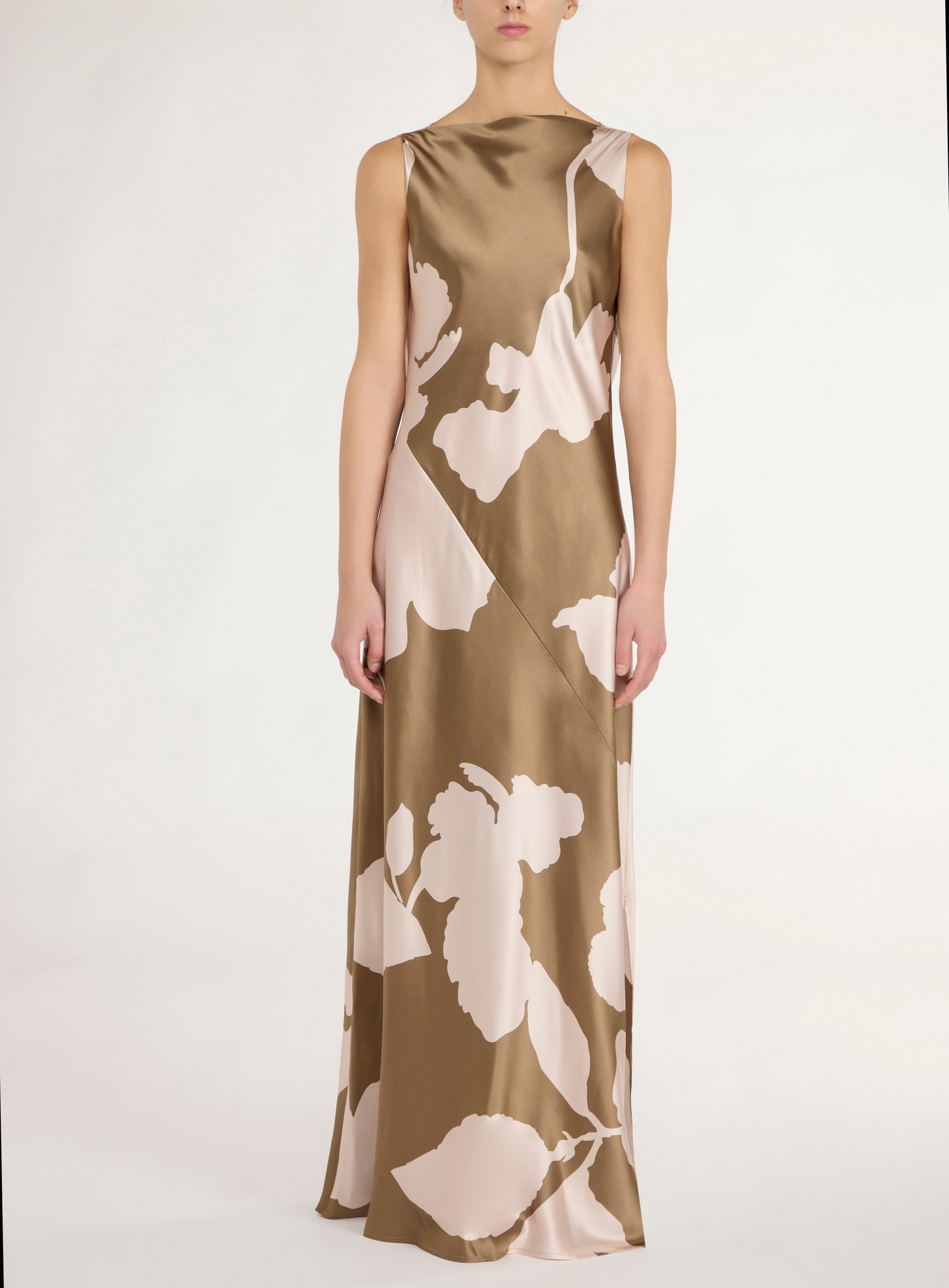 MARA PRINTED SILK DRESS - BROWN