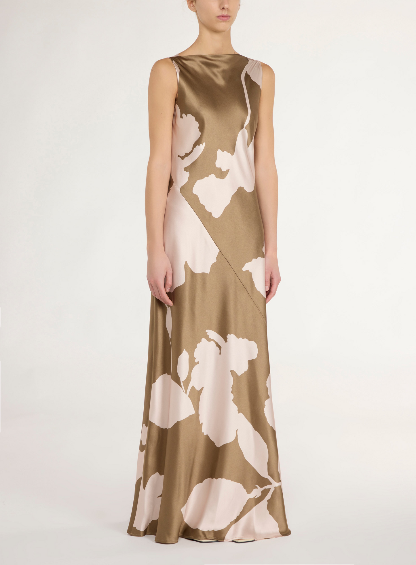 MARA PRINTED SILK DRESS - BROWN
