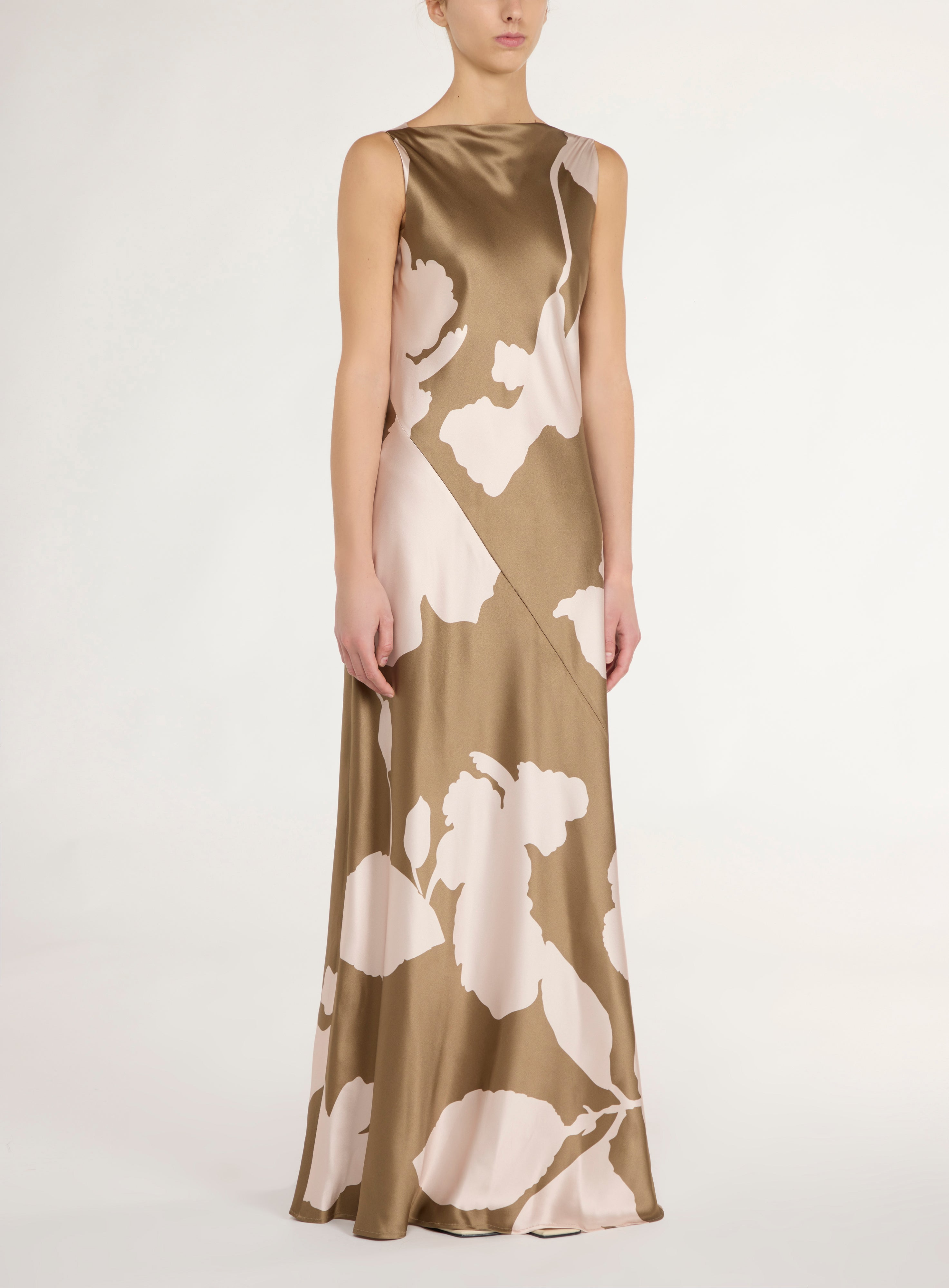 MARA PRINTED SILK DRESS - BROWN