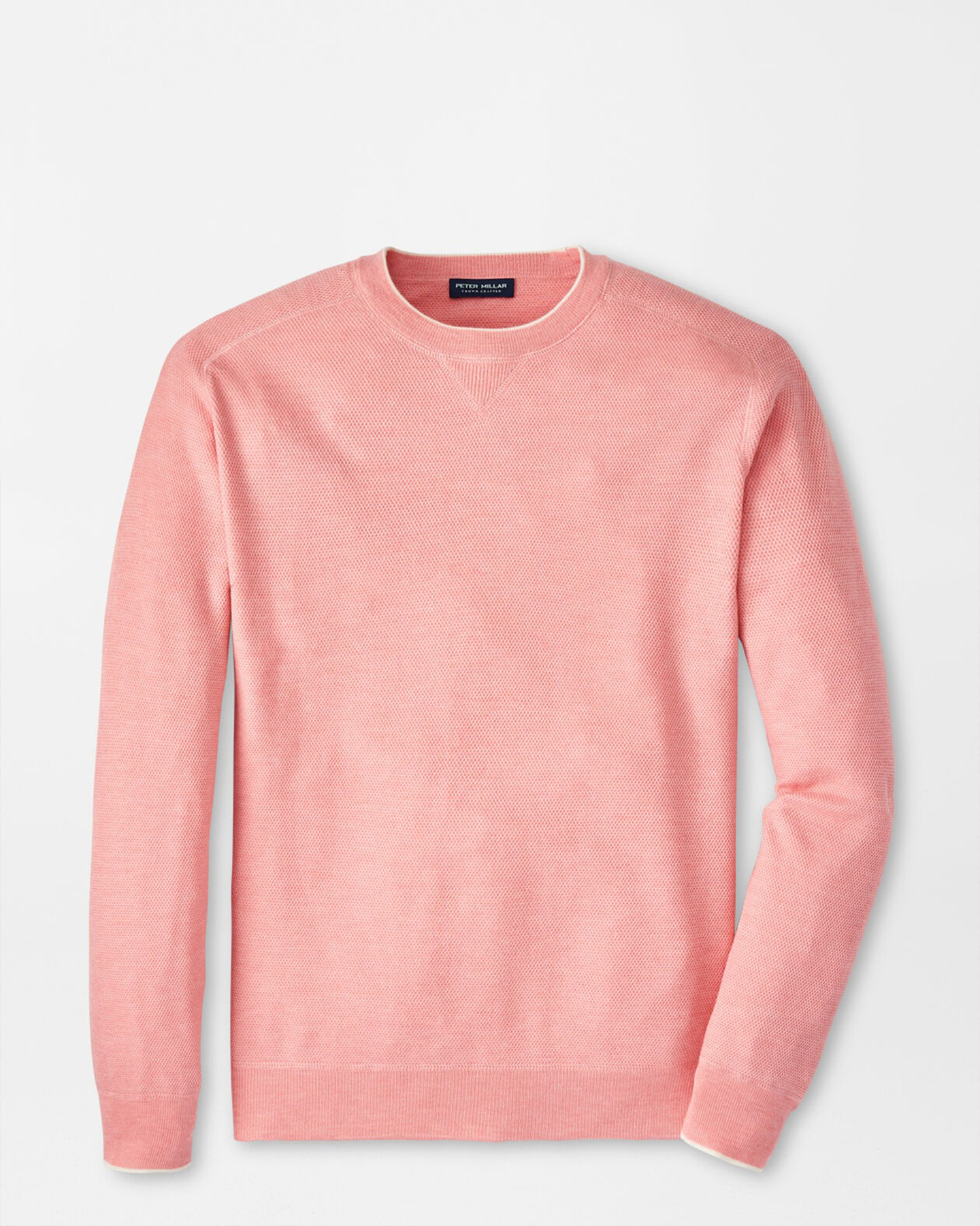 VOYAGER CASHMERE-SILK SADDLE SHOULDER CREW NECK SWEATER - PEACH BLOOM