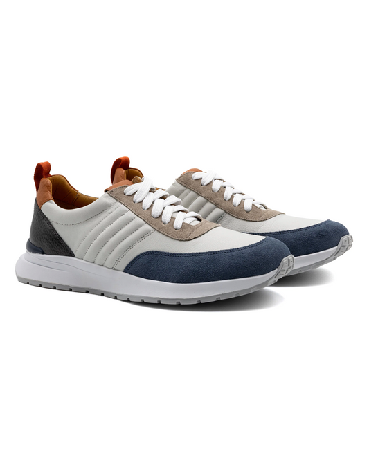 DAWSON GLOVE LEATHER SNEAKER - WHITE/MARINE