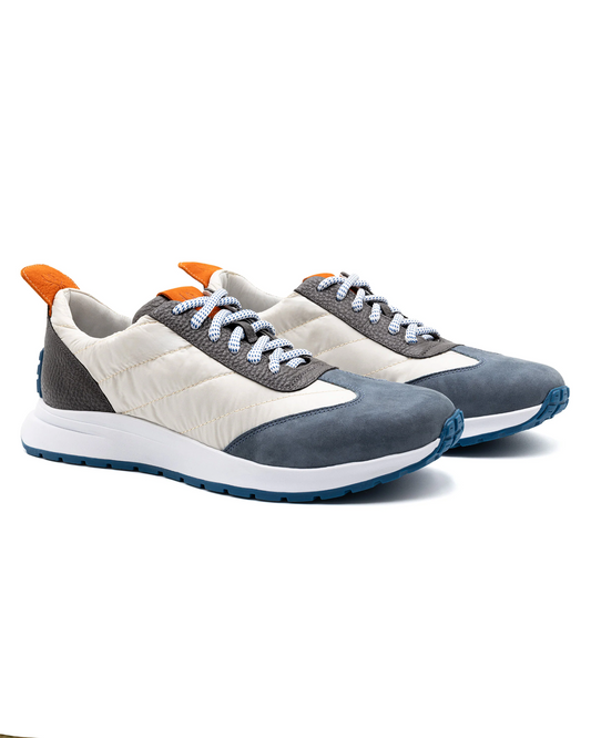 MARATHON NYLON NUBUCK SNEAKER - BONE/MARINE