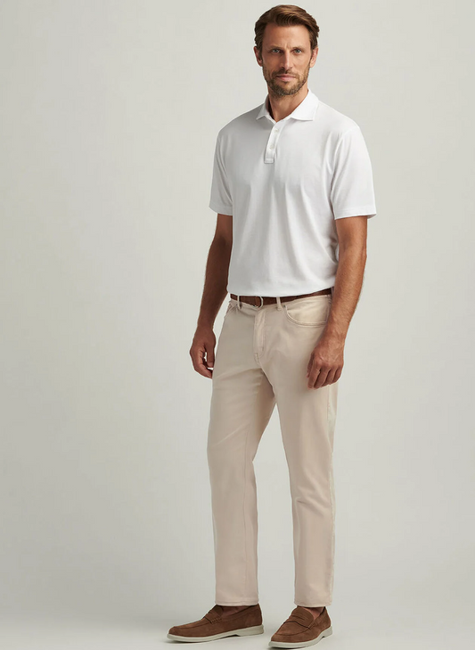 SIGNATURE SATEEN FIVE POCKET PANT - SAND