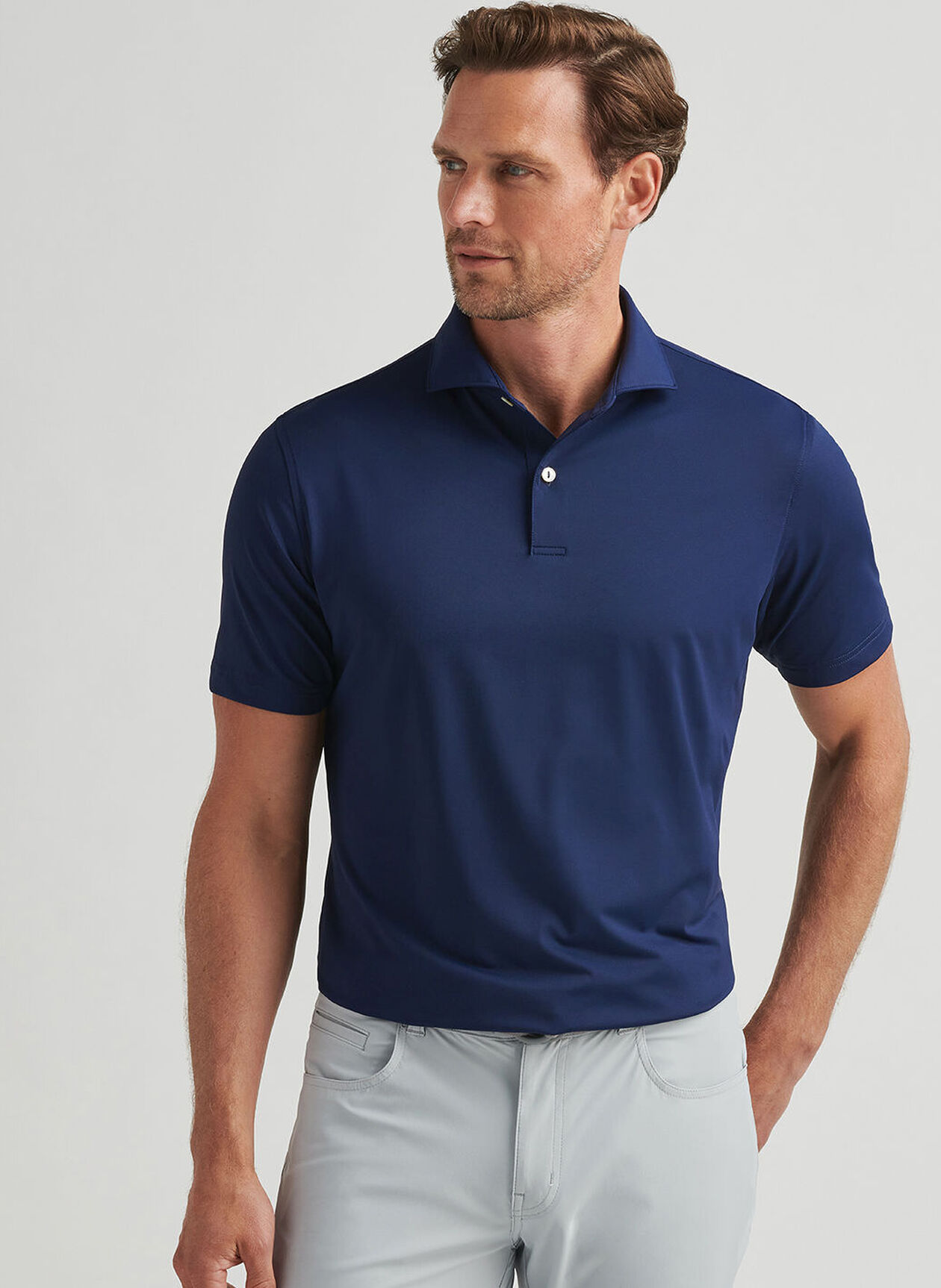 SOLID PERFORMANCE JERSEY POLO - NAVY