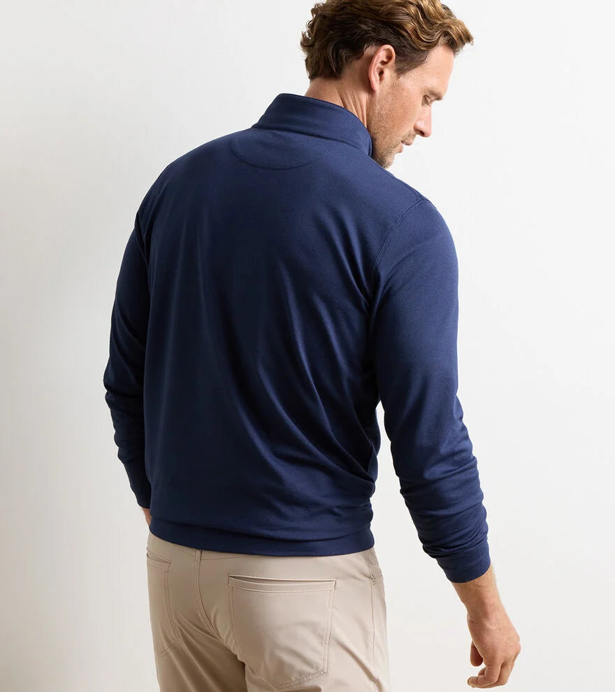 ALBATROSS COTTON BLEND PIQUE 1/4 ZIP PULLOVER - NAVY