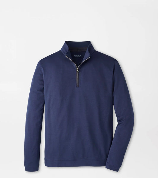 ALBATROSS COTTON BLEND PIQUE 1/4 ZIP PULLOVER - NAVY