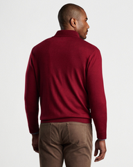AUTUMN CREST SUEDE TRIM 1/4 ZIP SWEATER - HOLIDAY RED