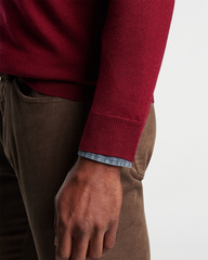 AUTUMN CREST SUEDE TRIM 1/4 ZIP SWEATER - HOLIDAY RED