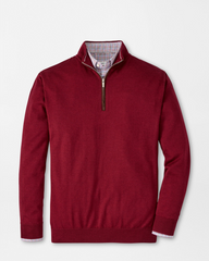 AUTUMN CREST SUEDE TRIM 1/4 ZIP SWEATER - HOLIDAY RED