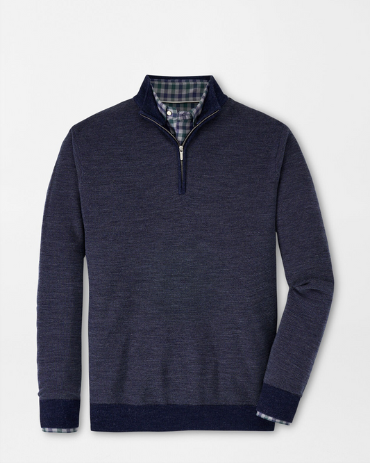 BREAKER BIRDSEYE 1/4 ZIP SWEATER - NAVY