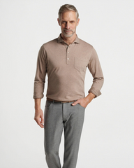 AMBLE LONG SLEEVE COTTON CASHMERE POLO - JUTE