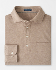 AMBLE LONG SLEEVE COTTON CASHMERE POLO - JUTE