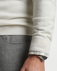 ARTISAN CRAFTED CASHMERE FLEX 1/4 ZIP SWEATER - WINTER IVORY