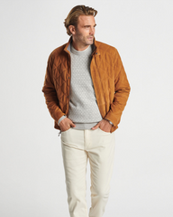 SUEDE NORFOLK QUILTED BOMBER JACKET - WHISKEY